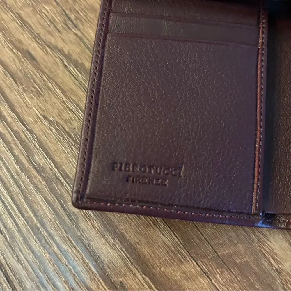 Pierotucci Italian Trifold Leather Wallet Brown